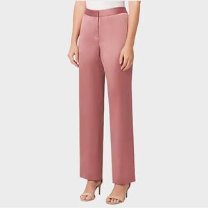 Tahari Arthur S. Levine Satin Straight-Leg Pants, Size 14P Beyond Rose NWOT